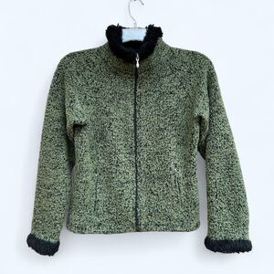 Vintage Obermeyer green w/ black faux fur jacket